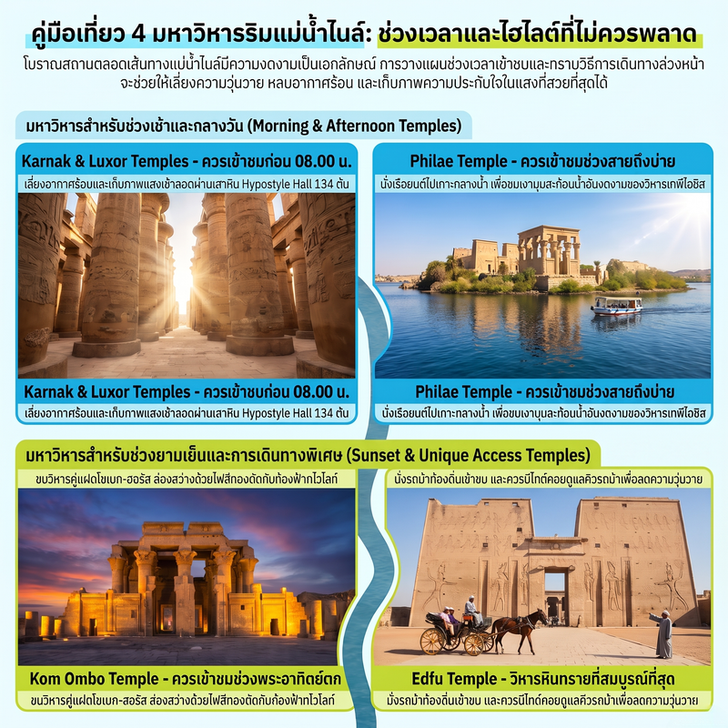 เจาะลึกล่องแม่นํ้าไนล์ เปรียบเทียบเส้นทางและจุด Unseen 3 Checklist วัดริมแม่น้ำไนล์: ลำดับการชมที่ไม่ควรพลาด