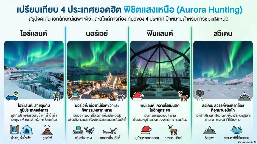 แสงเหนืออยู่ประเทศอะไร ไปดูช่วงเวลาไหนโอกาสเห็นมากที่สุด? 2 อัปเดตพิกัดยอดฮิตที่ต้องไปเยือน