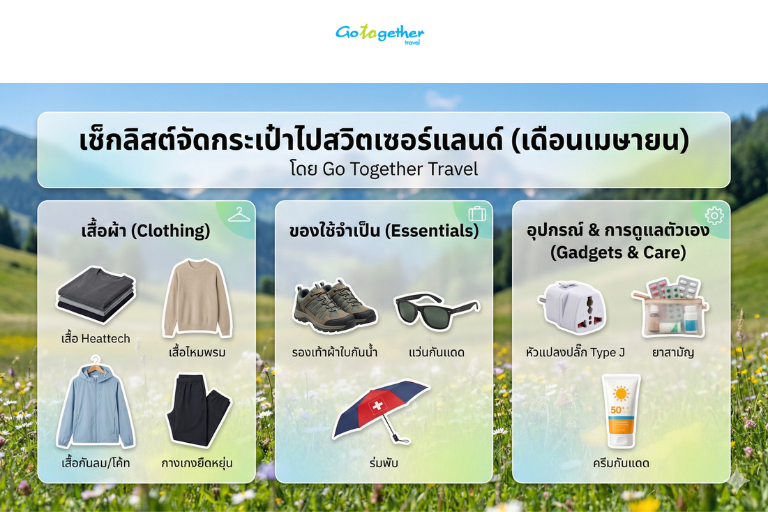 จัดกระเป๋าไปสวิตเซอร์แลนด์ เดือนเมษายน แบบมือโปรเตรียมอะไรไปบ้าง 3 ของที่ต้องมีถ้าจะไปเที่ยวสวิส หน้าร้อน