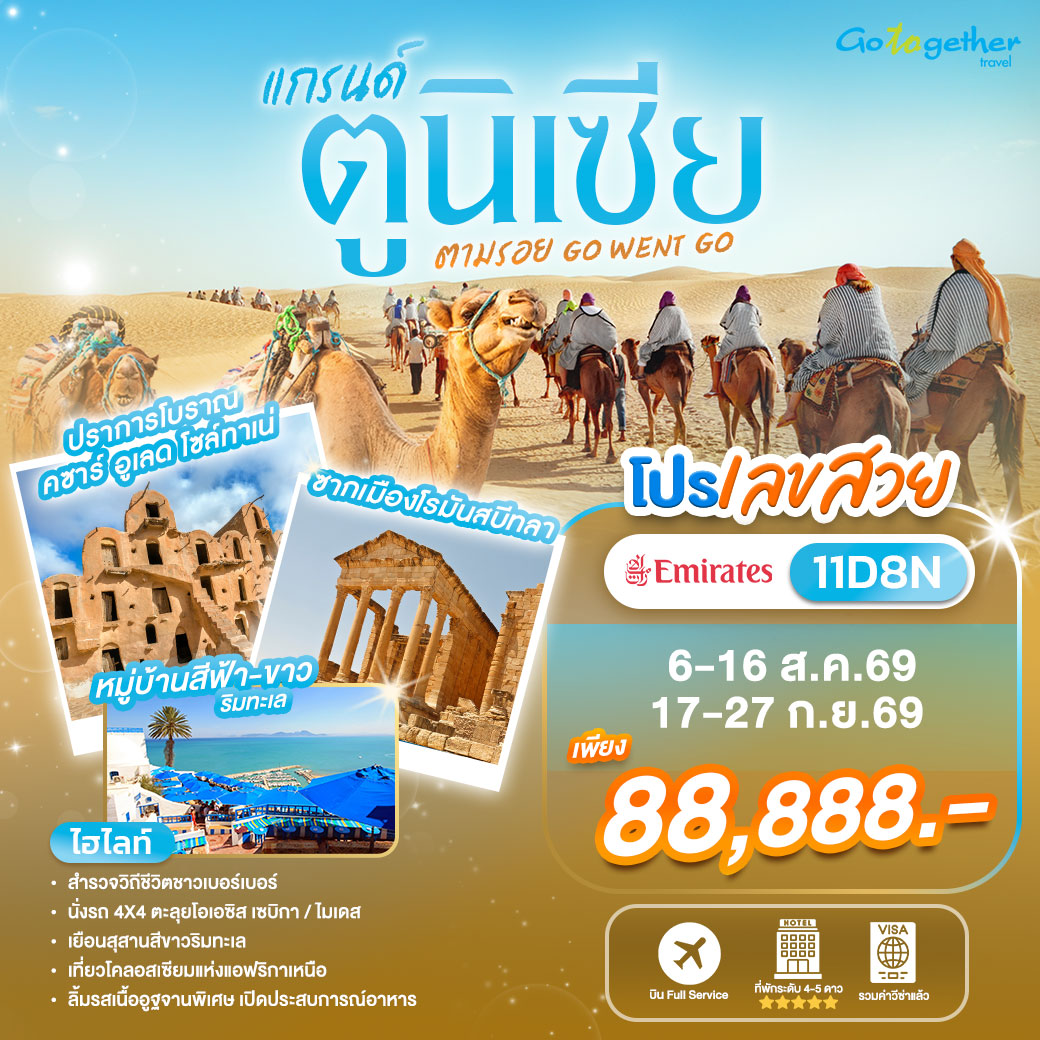 โปรเลขสวย ทัวร์ตูนิเซีย 11 วัน 8 คืน ปี 2569 ราคา 88,888.- 1 tunisia-tour-highlight