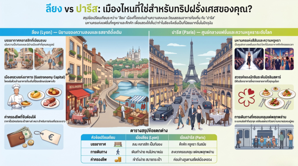 เที่ยวเมืองลียง สัมผัสเสน่ห์เมืองหลวงแห่งอาหารของฝรั่งเศส 2 เปรียบเทียบความน่าสนใจระหว่างลียงและปารีส